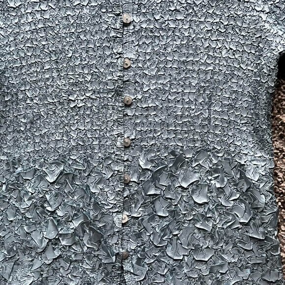 Y2K Essentials by Milano Womens Small Teal Bubble Popcorn Top - Picture 2 of 7